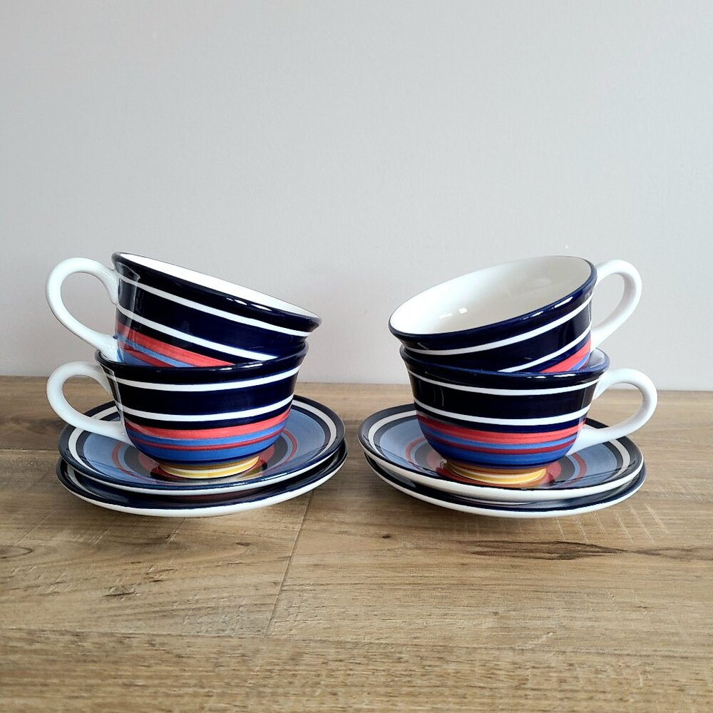 Set of 4 Firenze Living Art cups and saucers Designed in Australia